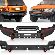 Front /Rear Bumper For 1999-2004 Jeep Grand Cherokee WJ W/ D-rings & LED Lights