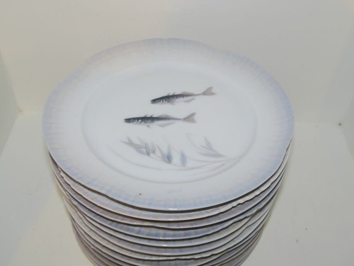 Royal Copenhagen, 11 Art Nouveau fish plates