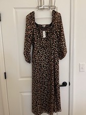NWT Loft Women’s Shimmer Dot Square Neck Midi Dress-Size 12
