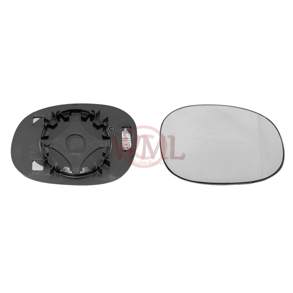 PEUGEOT 206 1998->2009 DOOR MIRROR GLASS SILVER ASPHERIC, HEATED & BASE LEFTSIDE