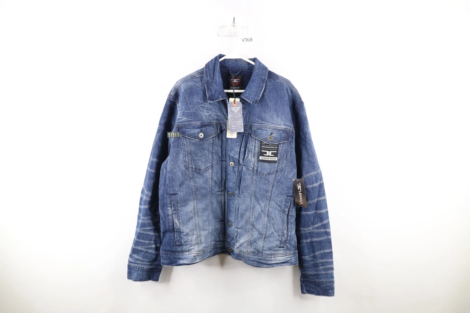 Deadstock Vintage Streetwear Mens 2XL Stretch Denim Jean Trucker Jacket Blue