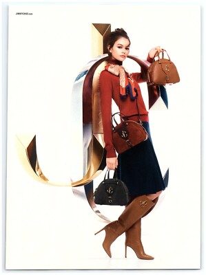 2019 Jimmy Choo Print Ad, Kaia Gerber Mahesa Heel Boots Varenne