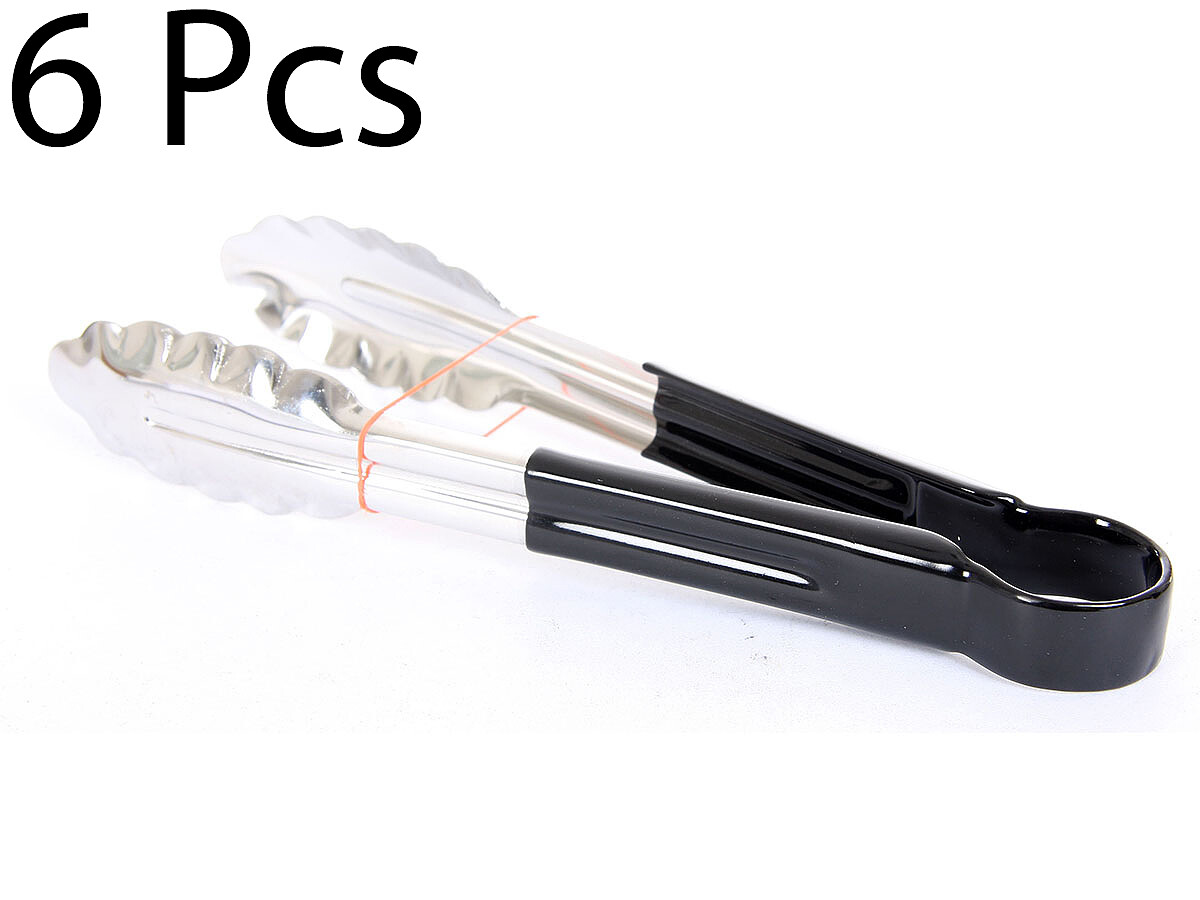 6 Pack Stainless Steel 9 inches Color Coded Springless Utility Tongs | eBay