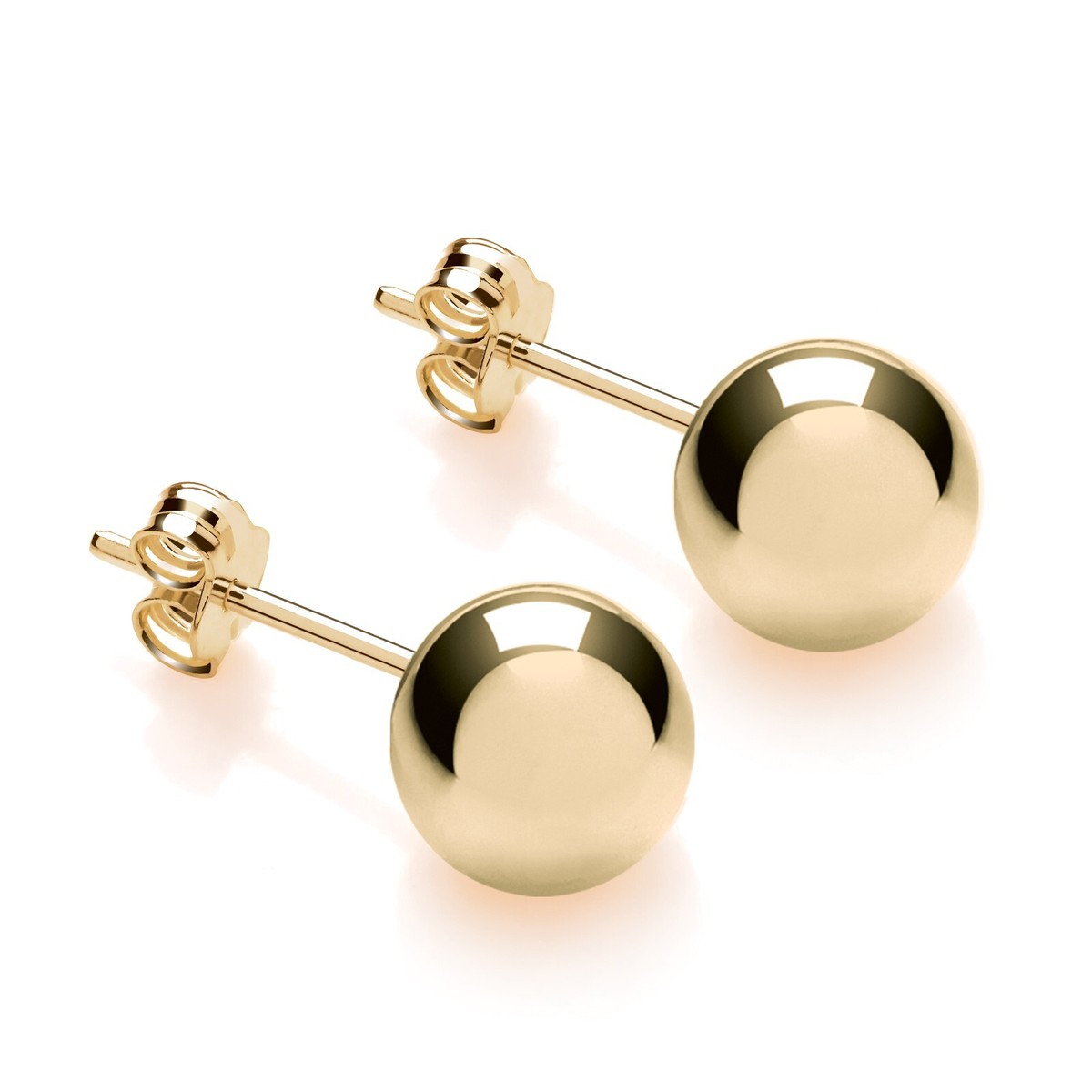 Crystal Ball Earrings 14k Solid Yellow Gold Crystal Star Flat Back