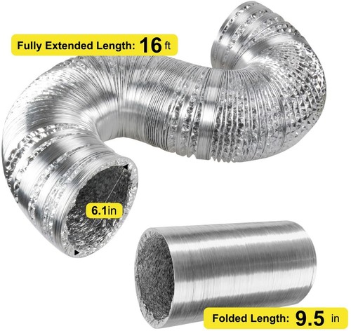 16/25 Feet Non-Insulated Flex Air Ducting Dryer Vent Hose for HVAC Ventilation - Picture 2 of 8