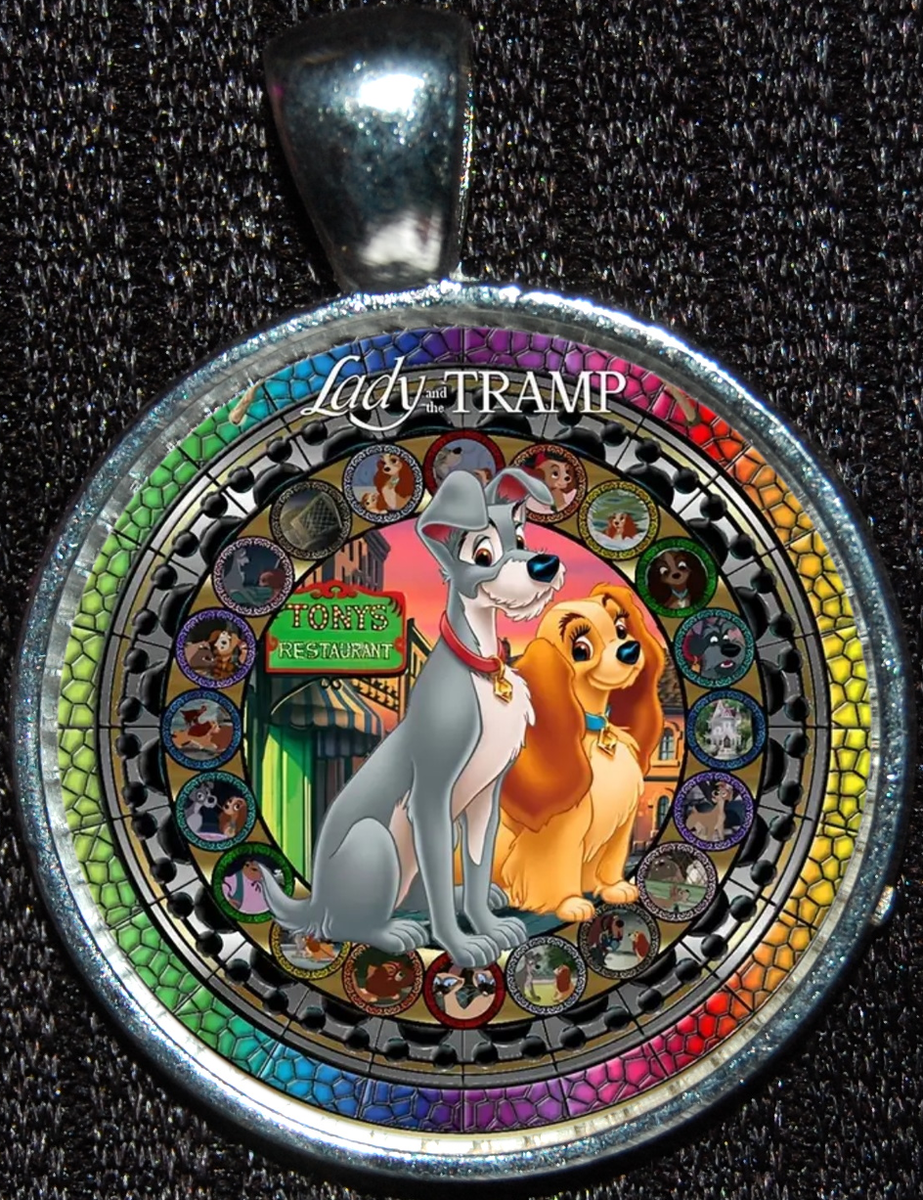 Lady and the Tramp Dogs Tonys Pasta Disneyland WDW Silver Pendant