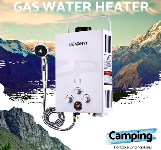Portable Gas Hot Water Heater Shower Camping LPG 8L/min Battery 12V pump  White | eBay