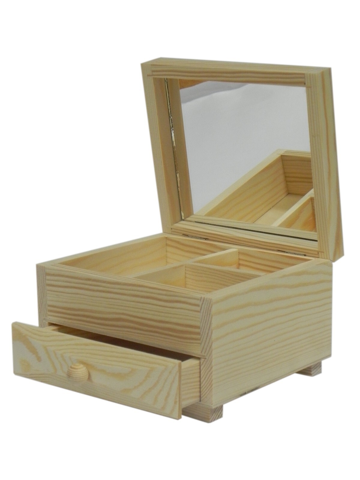 Coffret à bijoux en bois précieux finition noyer avec miroir biseauté