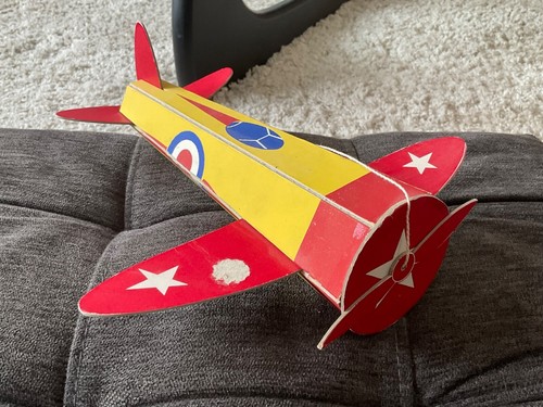 1940s Heavy Cardboard Childs Toy Airplane On String - full of color ...