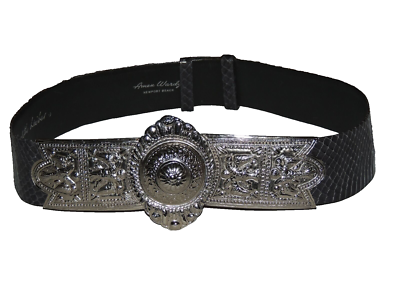 JUDITH LEIBER SNAKESKIN BELT ETRUSCAN BUCKLE - RARE VINTAGE 