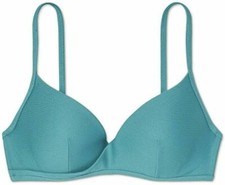 Shade  Shore Women's Lightly Lined Wrap Front Textured TEAL Bikini Top - 38D