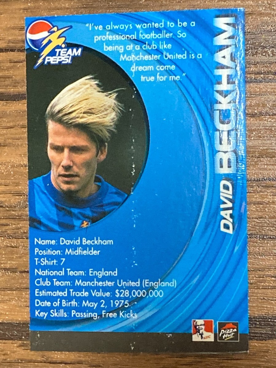 Team Pepsi 2002 FIFA World Cup Soccer Card David Beckham Pizza Hat