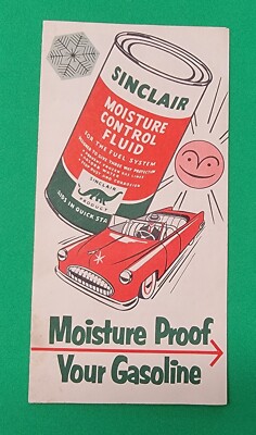 Vintage Sinclair Gasoline Moisture Control Fluid 1950's Litho pamphlet HTF
