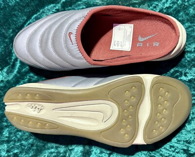 NIKE AIR SOC MOC Leder Clogs Silber UK 9 ViNTAGE