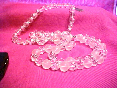 Trifari Necklace 30 IN, Glass Faceted Beaded Clear New with Tag, Never worn FINE