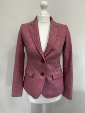 Joules Women’s Portman Pink Tweed Wool Fully Lined Blazer Jacket Size 8 Perfect