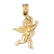New 14k Yellow Gold Angel Charm Pendant