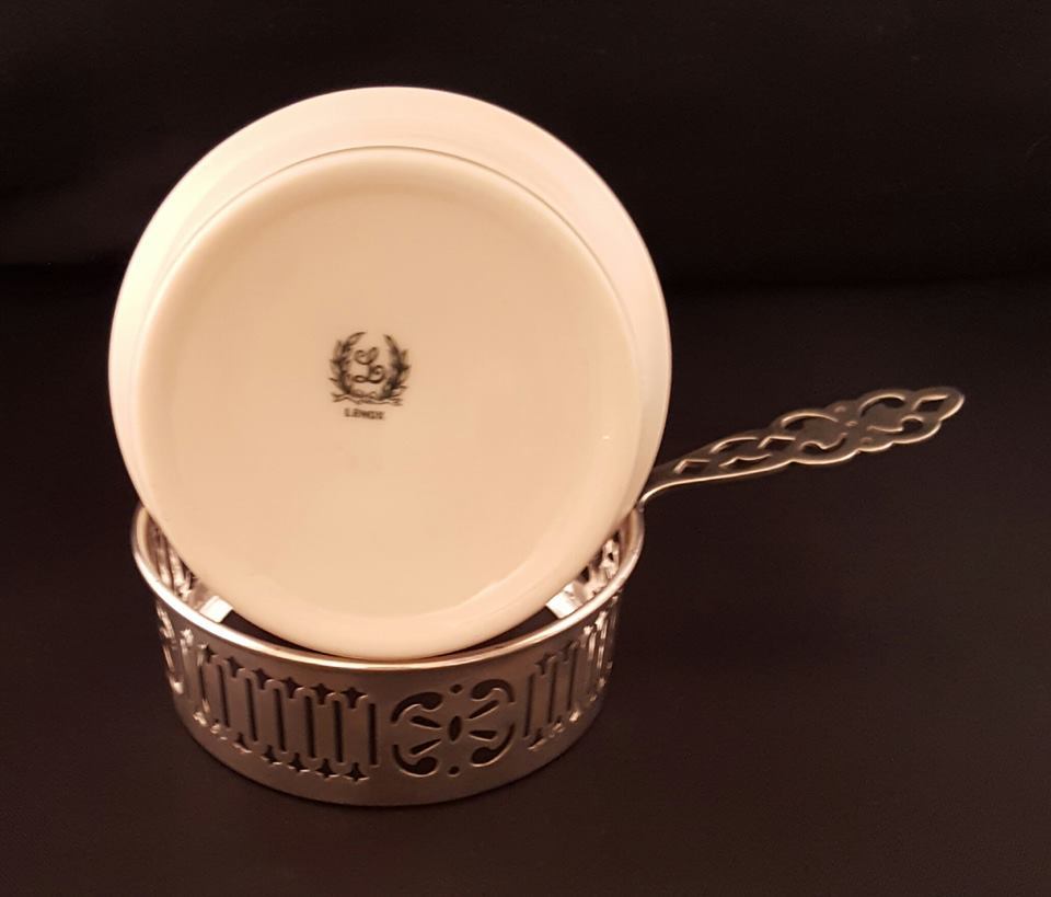Antique Shreve and Co. Sterling Silver Ramekin Holder with Lenox