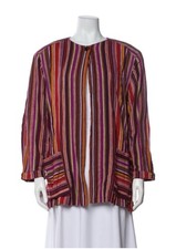 Christian Dior Authentic Purple Red White Striped Long Sleeve Blazer Jacket 14 L