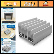 Vertical Laptop Stand - 5-Slot Aluminum Holder for Desk - Adjustable Width 12-38