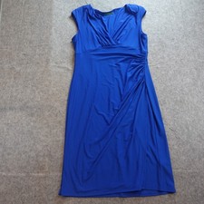 Ralph Lauren Dress Women L/XL? Blue Ruched Surplice Cap Sleeve Jersey Sheath