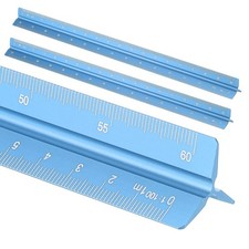 2 Pcs 12 Inch Metric Architectural Triangular Scale Ruler Large Scale, Blue