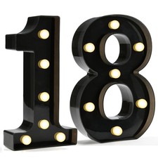 Pooqla Decorative Led Light Up Number Letters, Black Plastic Marquee Number L...