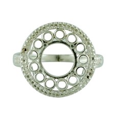 925 Sterling Silver 6mm Round Semi Mount Halo Ring For Wedding Ring
