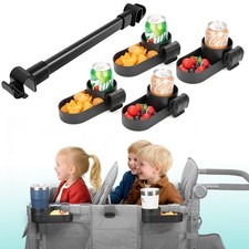 Forward-Facing Support Bar  4-Pack Stroller Wagon Snack Tray with Spill-Proof C