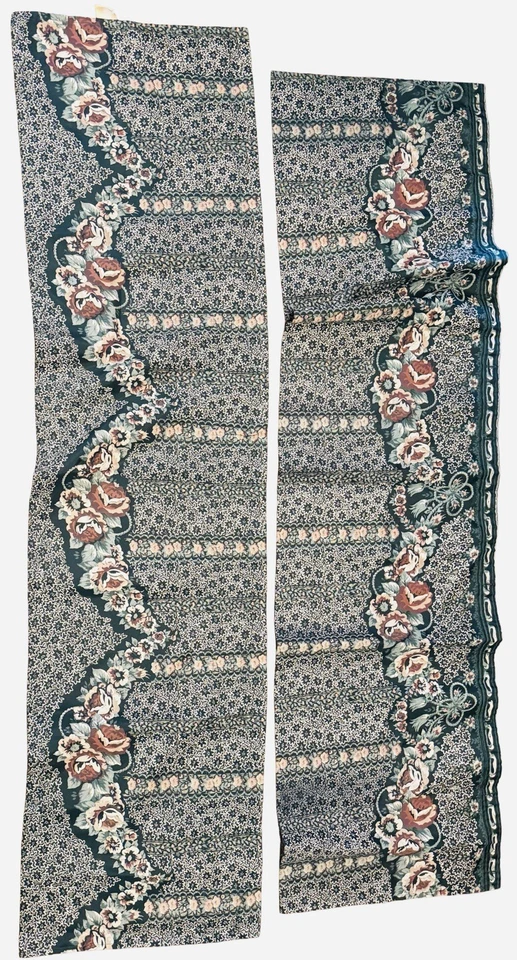 美丽复古 Ex-Cell 淋浴帘和帷幔套装花卉绿色玫瑰 — 第 3/4 张图片