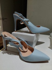 Women’s Light Blue Slingback Stiletto Heels Pointed Toe Court Shoes – Size EU 40