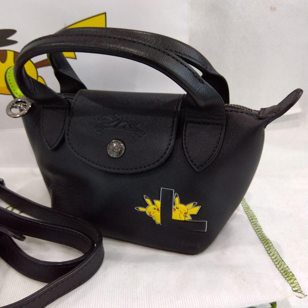 Pokemon x Longchamp Le Pliage Mini Handbag Leather Shoulder Strap Authentic JP image 2