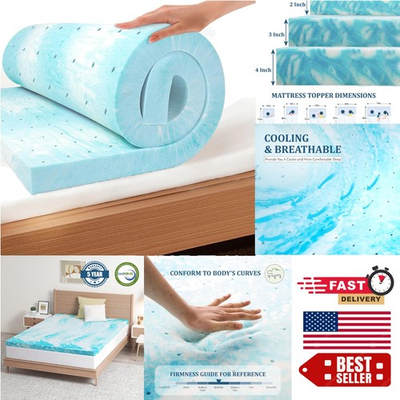#ad Cooling Full Memory Foam Mattress Topper CertiPUR Certified Pressure Relief $71.99