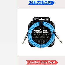 Instrument Cable 10ft 1/4 Inch Male to Male 95 Shielding Blue Tangle Free