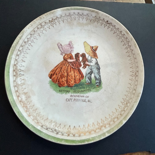 Cape Porpoise Maine Souvenir Plate Sunbonnet Babies Early 1900's