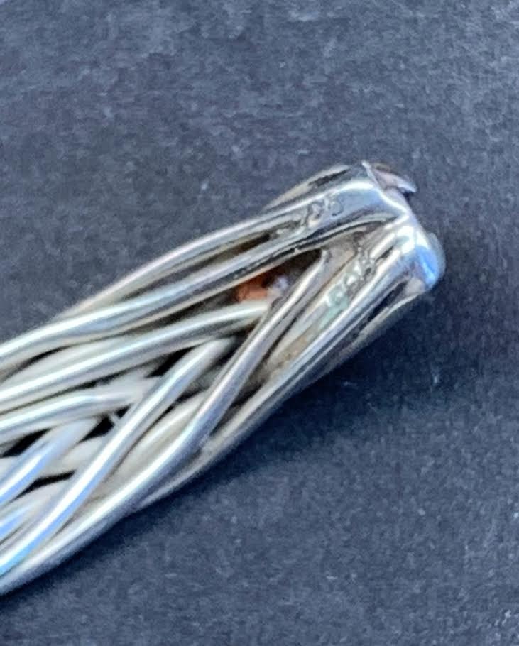 Solid sterling silver cuff bracelet, tapering bra… - image 4