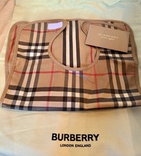 New Burberry Baby Bib Waterproof Apron Check Stripe Spill Pocket Kids