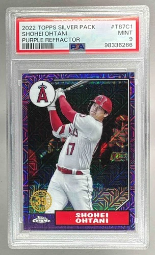 6266 Shohei Ohtani 2022 Topps #T87C-1 Purple 1987 Baseball 35th Chrome /75 PSA 9
