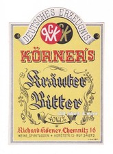 x4296 CHEMNITZ Richard K&ouml;rner KR&Auml;UTER BITTER Etikett liquor label