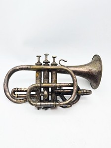 Murdoch & Co London Cornet – Antique Brass Band Instrument – Engraved Bell
