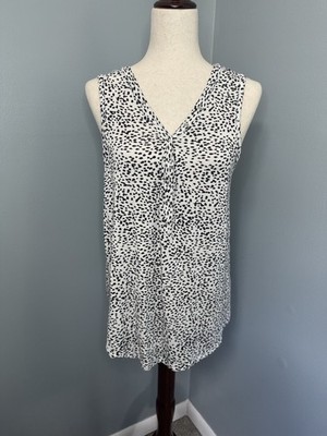 Evereve Women s Black/White Polka Dot Sleeveless Top Sz L