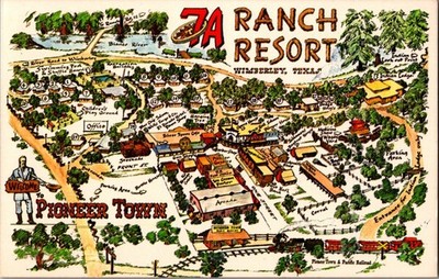 Vtg Postcard 7A Ranch Resort Artist Birds Eye View , Wimberley Texas | eBay