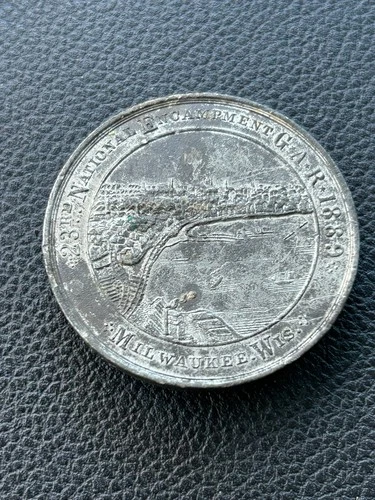 1889 GAR 23rd National Encampment Medal Pinback Milwaukee Wisconsin