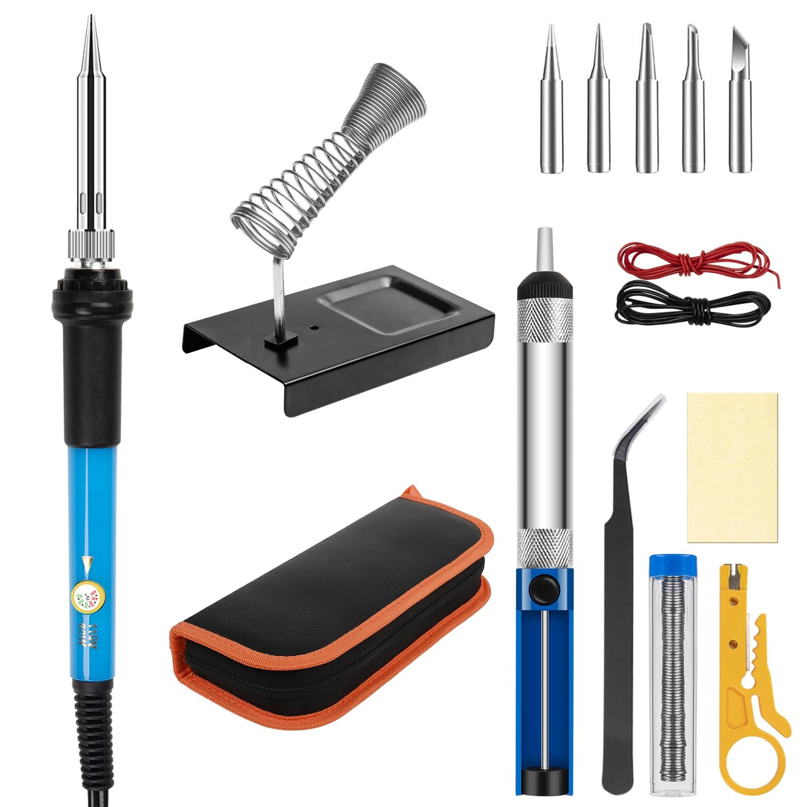 Soldering Iron Kit Electronics, 60W Adjustable Temperature Welding Tool, 5pcs...