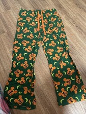 Disney Men  s Halloween Green/Orange Mickey Pumpkin Pajama Pants Size Medium