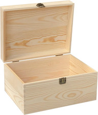 1 Pack Unfinished Wood Box with Lid Crafts Wooden Storage Box for DIY Arts Proje