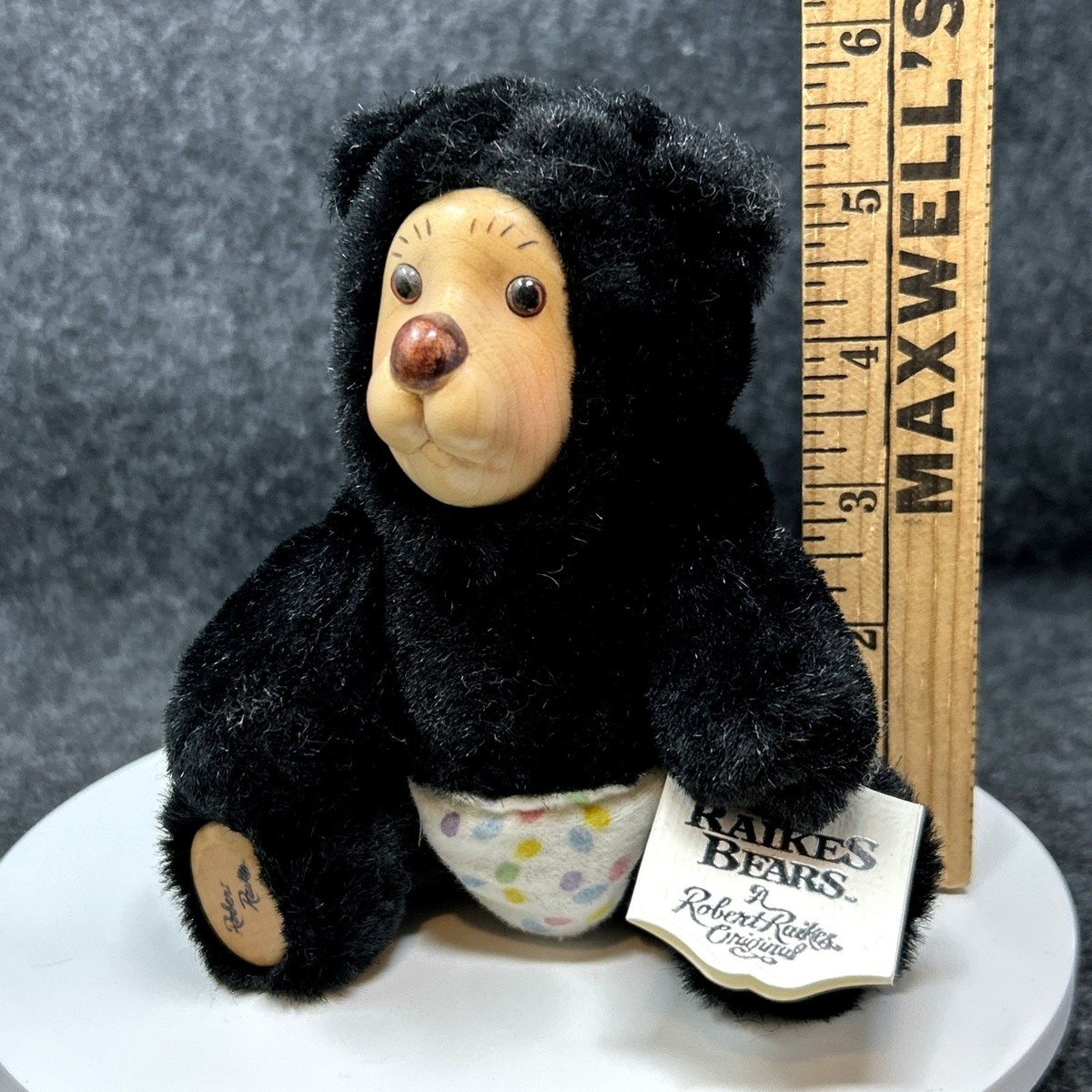 Vintage Raikes Bears Black Bear Baby Nursery Miniatures