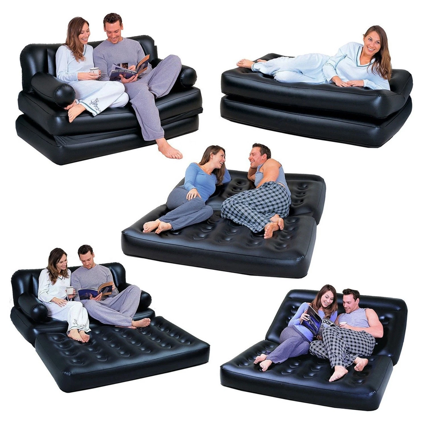 SOFA AIRBED 5 in 1 INFLATABLE DOUBLE COUCH LOUNGER MATTRESS BLOW UP