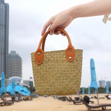 Borsa intrecciata in paglia, borsa estiva in rattan, borsa tessuta a mano,...