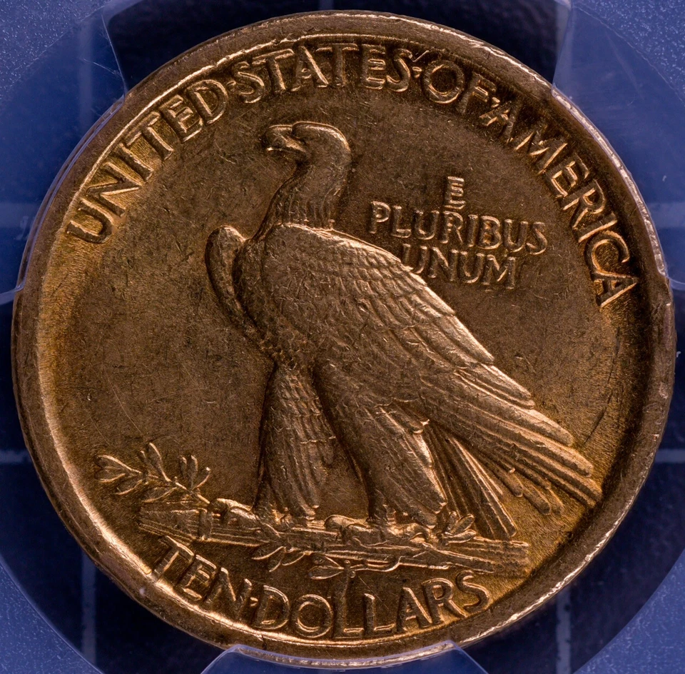 Indian Gold Eagle 1907 $10 sin lema - graduación profesional AU55 - edición del primer año Foto 2 de 4